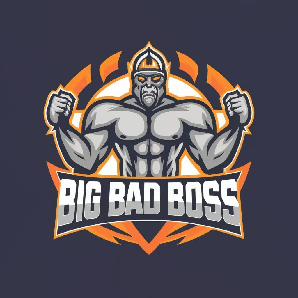logo, big muscle futuristic warrior, with the text "BIG BAD BOSS", typography, be used in Sports Fitness industry