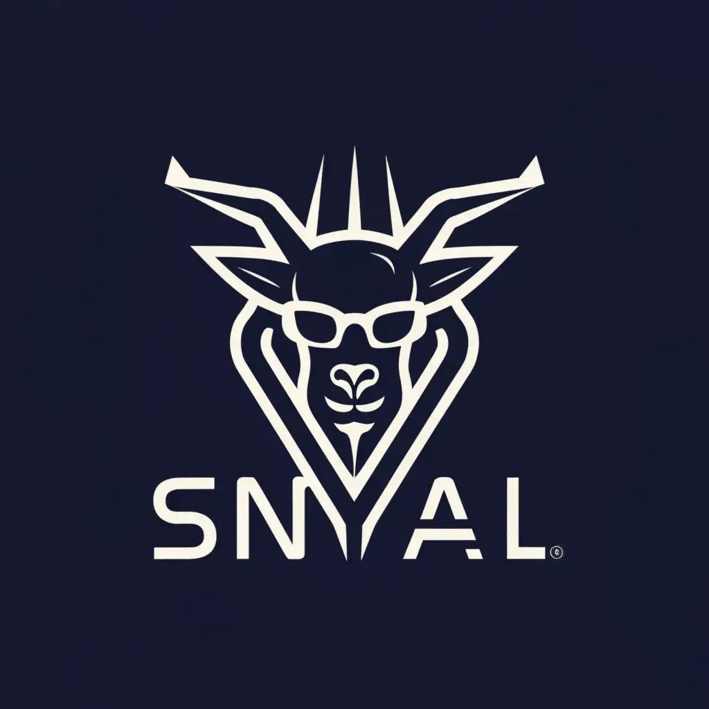 a logo design,with the text "'S I N Y A L'", main symbol:cool goat with sunglasses,complex,be used in Entertainment industry,clear background