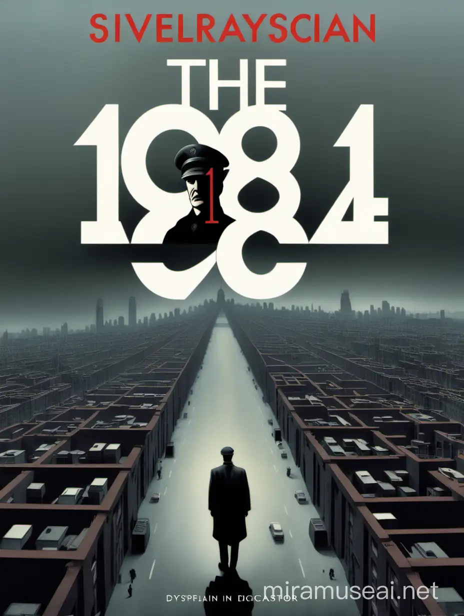 Dystopian Novel 1984 Book Cover Surveillance and Dictatorship Theme