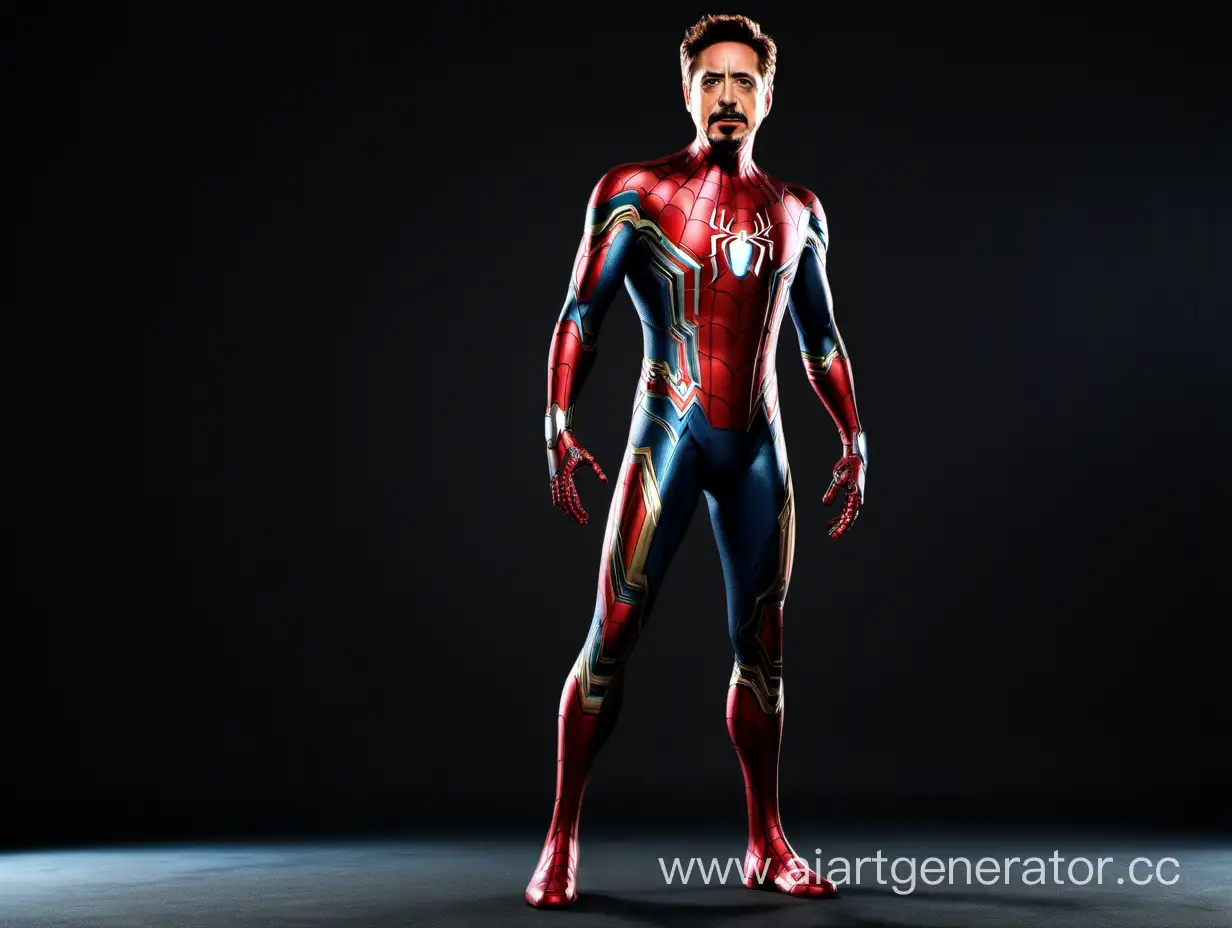 Tony-Stark-Wearing-SpiderMan-Suit-Heroic-Marvel-Character-Cosplay