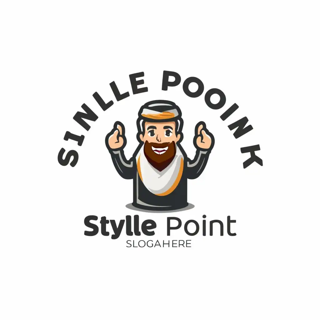 a logo design,with the text "Style point.", main symbol:happy arabic man in disdasha, thumbs up,Minimalistic,be used in Retail industry,clear background