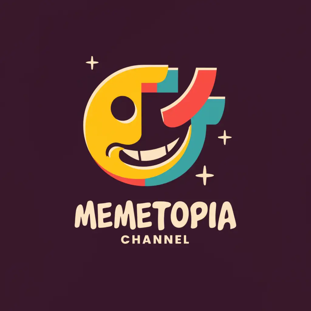 a logo design,with the text "Memetopia 8/7", main symbol:fun creative logo for TikTok meme channel, dark background, golden logo elements and text, videocamera,Moderate,be used in Entertainment industry,clear background
