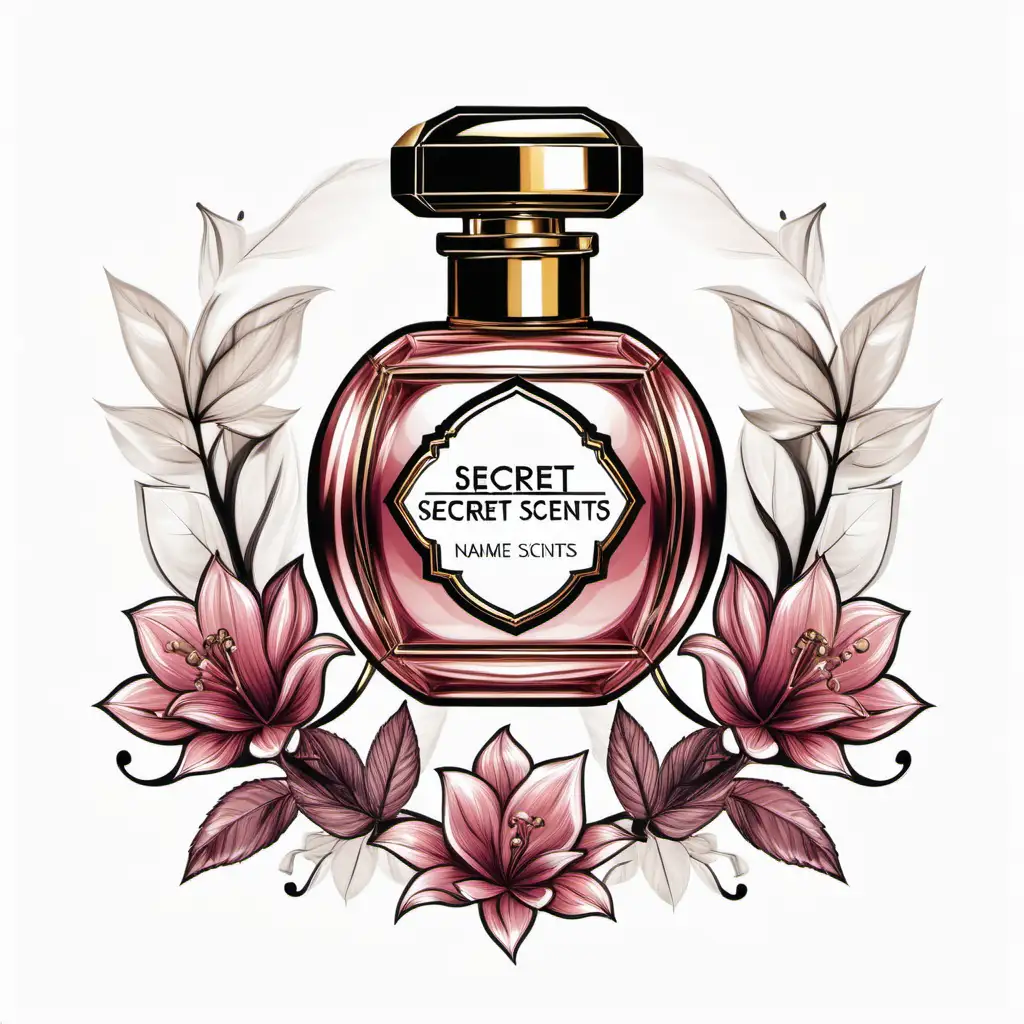 Logo perfume business named secret scents. transparent background