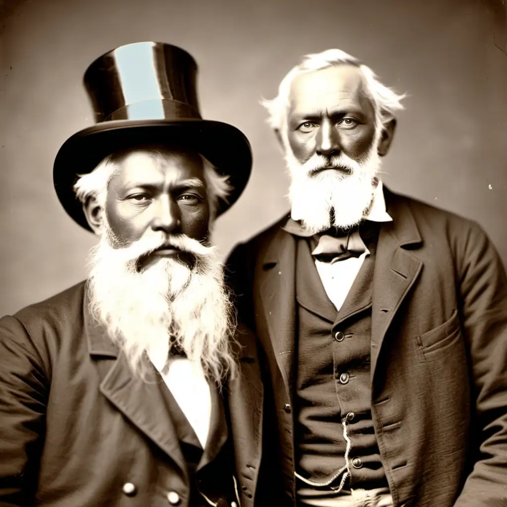 a real photo with A man named Leonard with a white beard, a time traveler from the 19th century