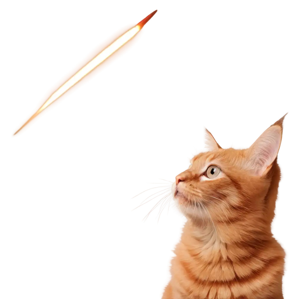 Red-Fluffy-Cat-Watching-Rockets-in-PNG-Format-An-Illustration-of-Feline-Concern-Amidst-Technological-Marvels