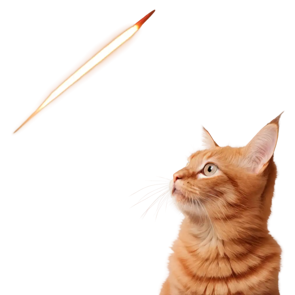 A red fluffy cat watches rockets fly over his home and worries about his owner