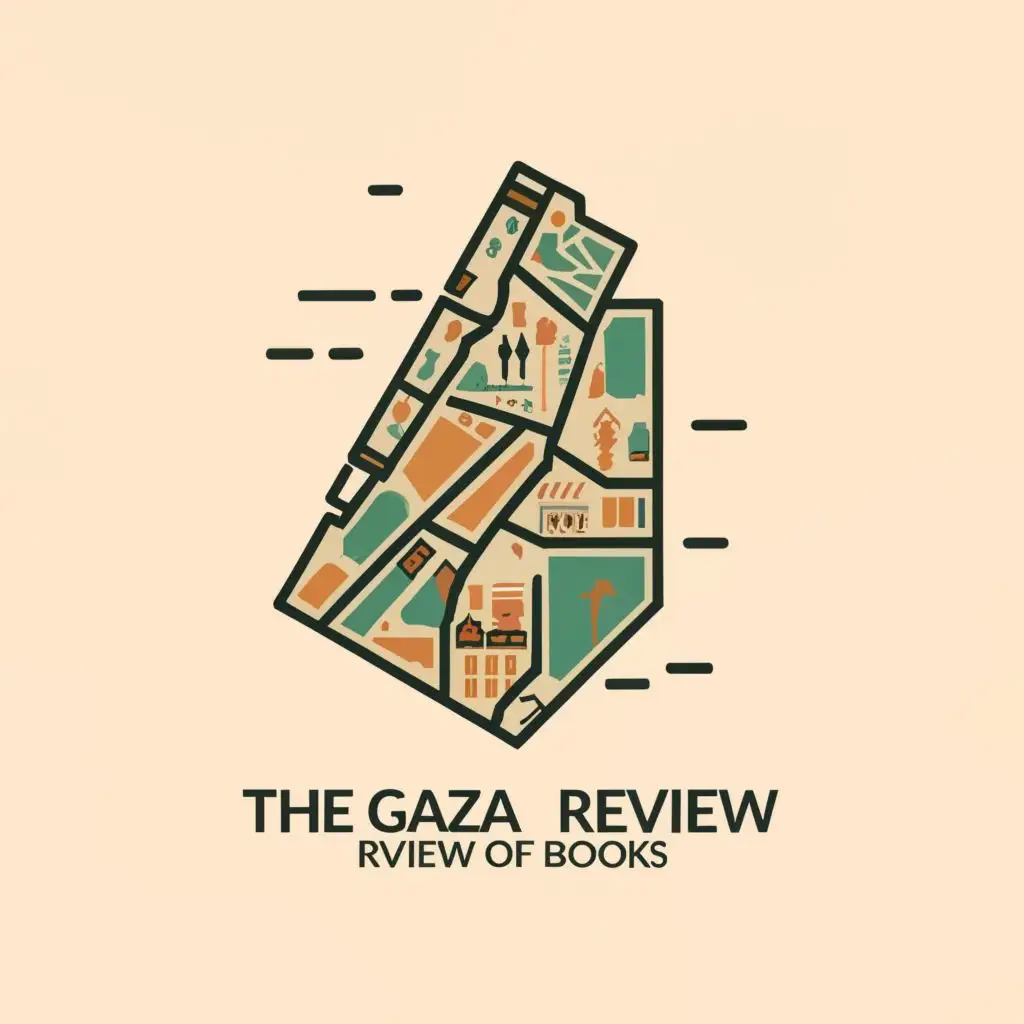 logo, map of Gaza strip, with the text "The Gaza Review of Books", typography, be used in Education industry