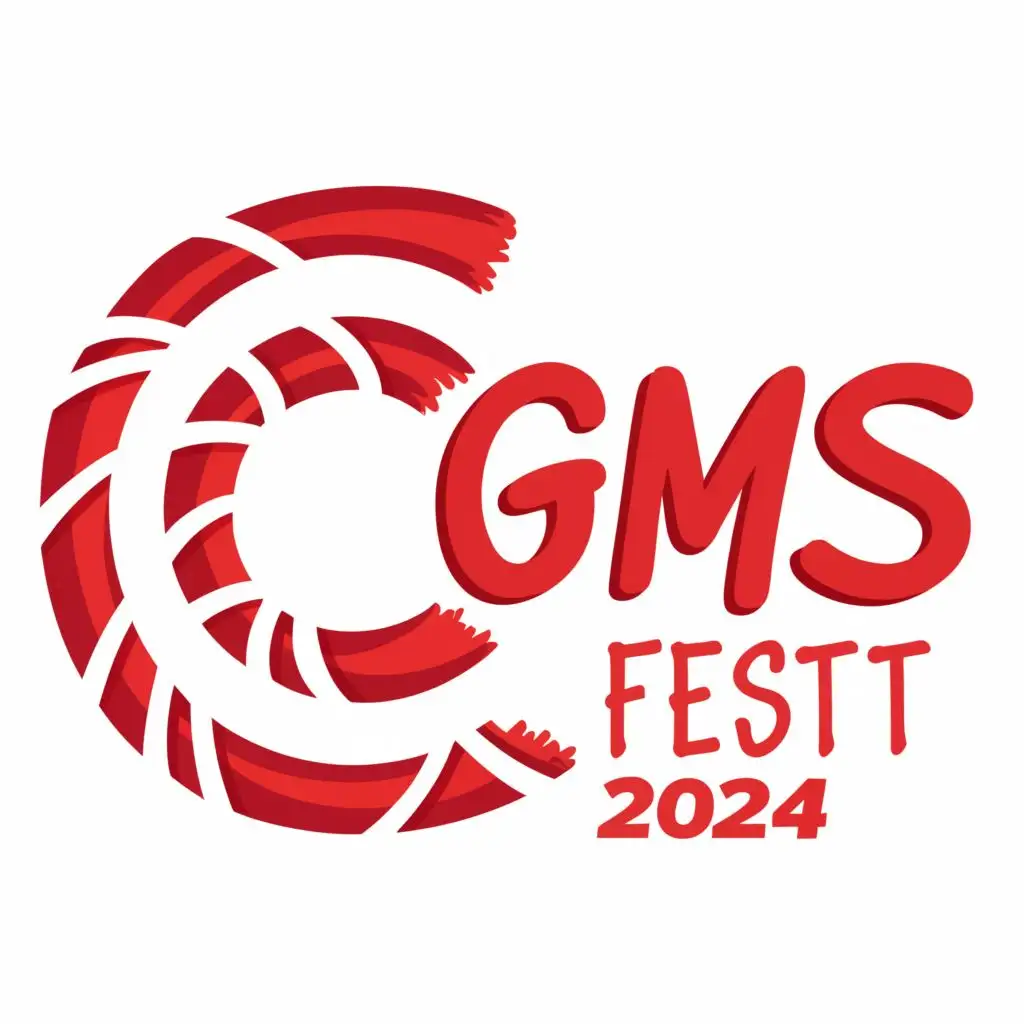 logo, The letter C in red, with the text "GMS Fest 2024", typography, be used in Events industry