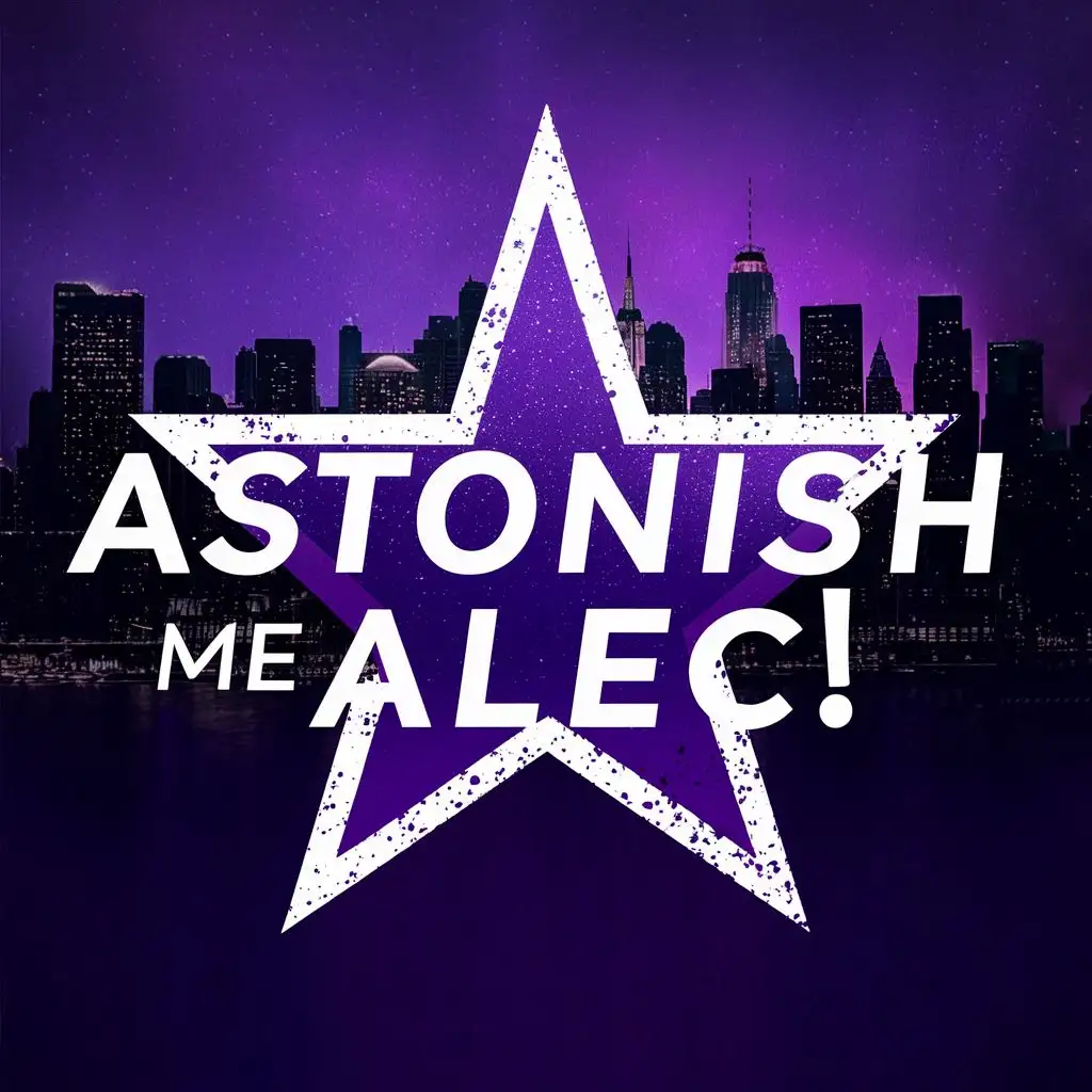 LOGO-Design-For-Astonish-Me-Alec-Purple-White-Star-with-Manhattan-Skyline-Background