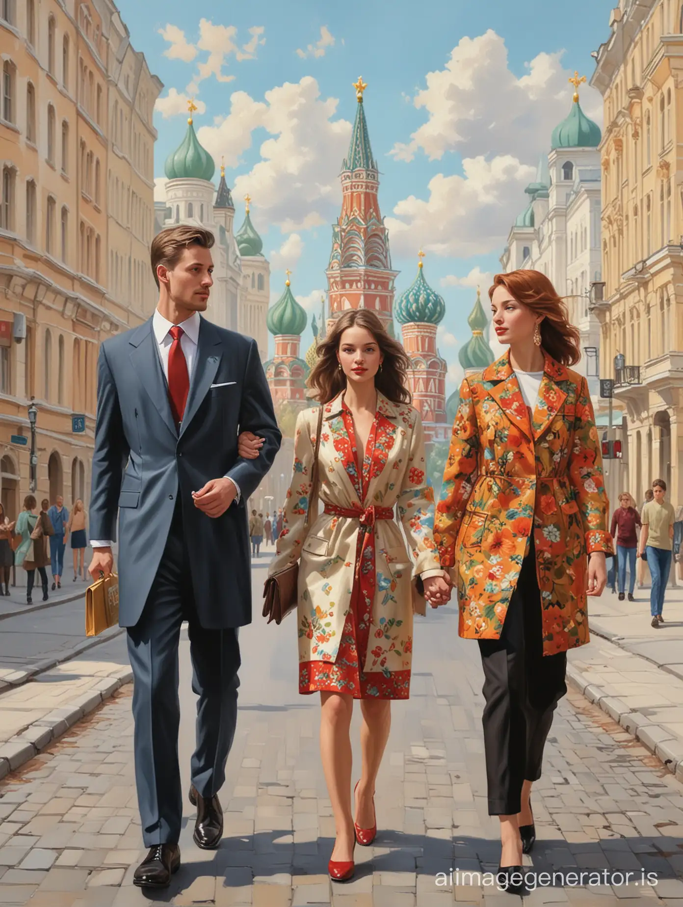 два парня и две девушки идут по улице в москве в стиле джанет хилл
