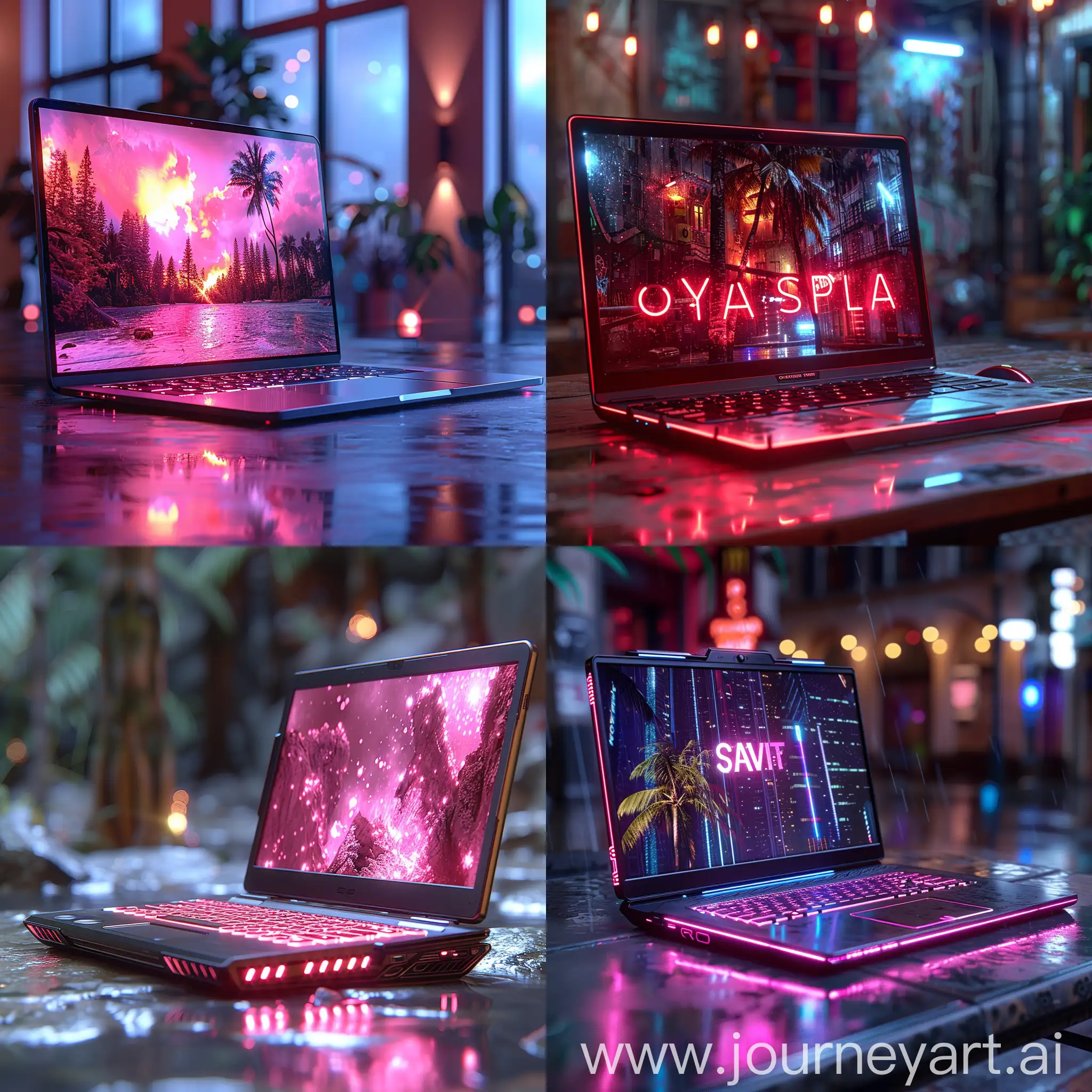 Futuristic laptop, paradise, octane render --stylize 1000