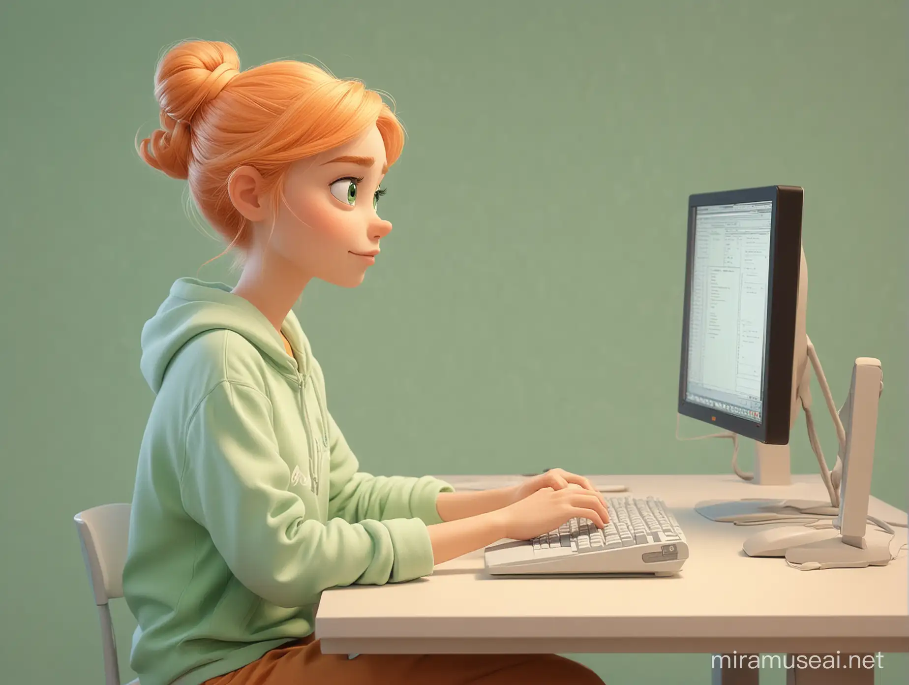 Disney Style Programmer Working in PastelColored Environment