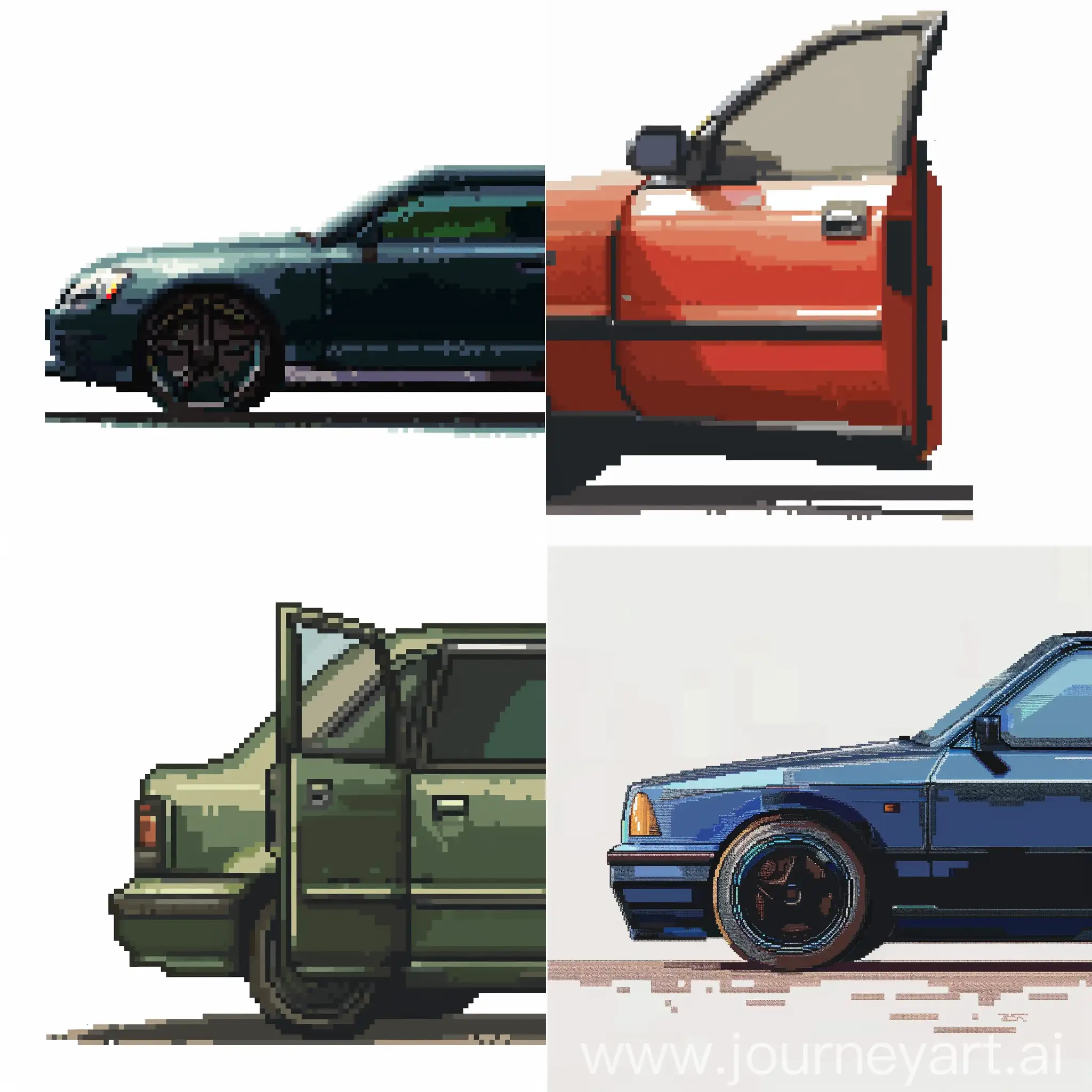 car door pixel art on white background
