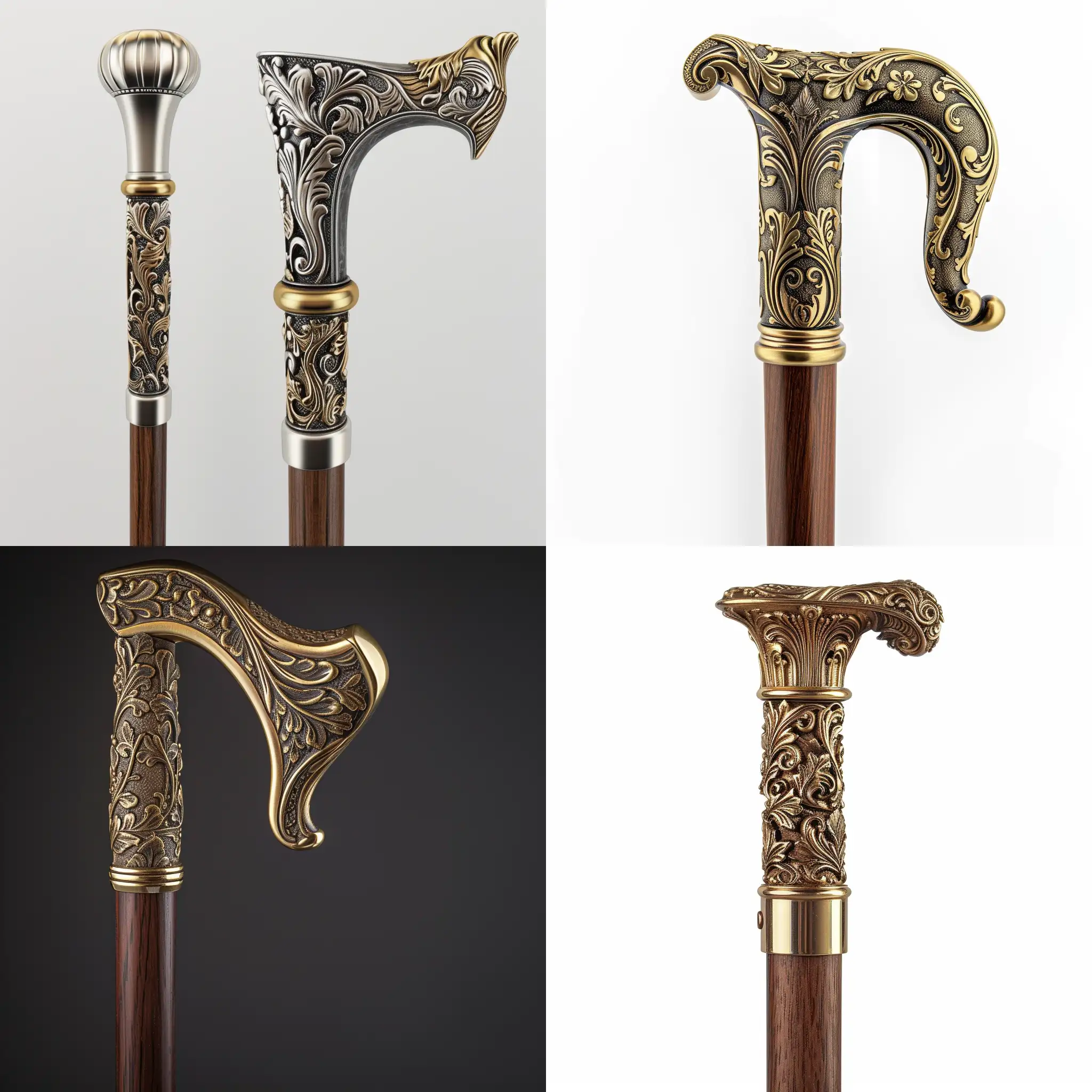 Elegant-Brass-and-Oak-Cane-with-Intricate-Details