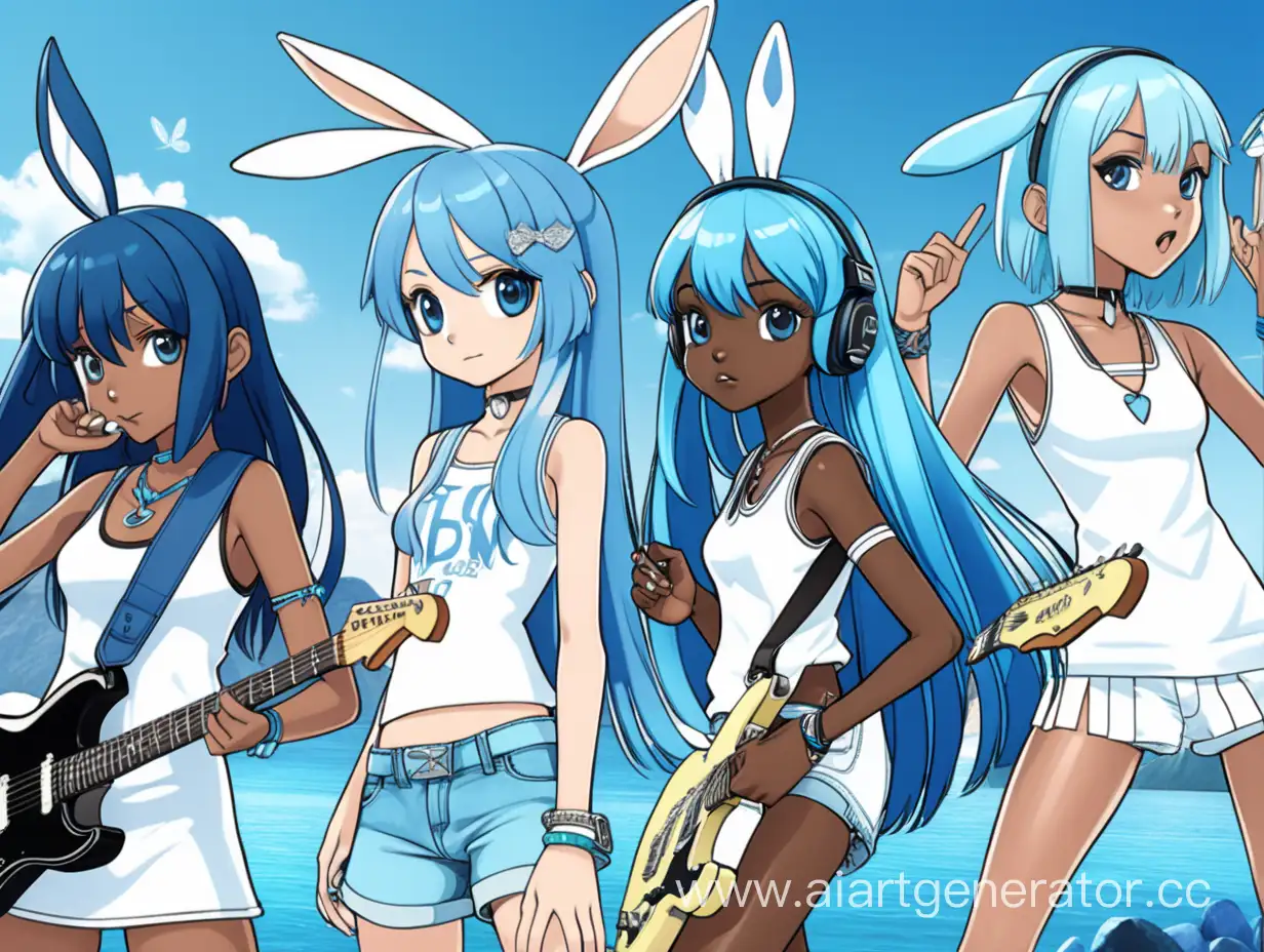 Anime-Rock-Band-with-BlueHaired-Girls-and-Rabbit-Ears