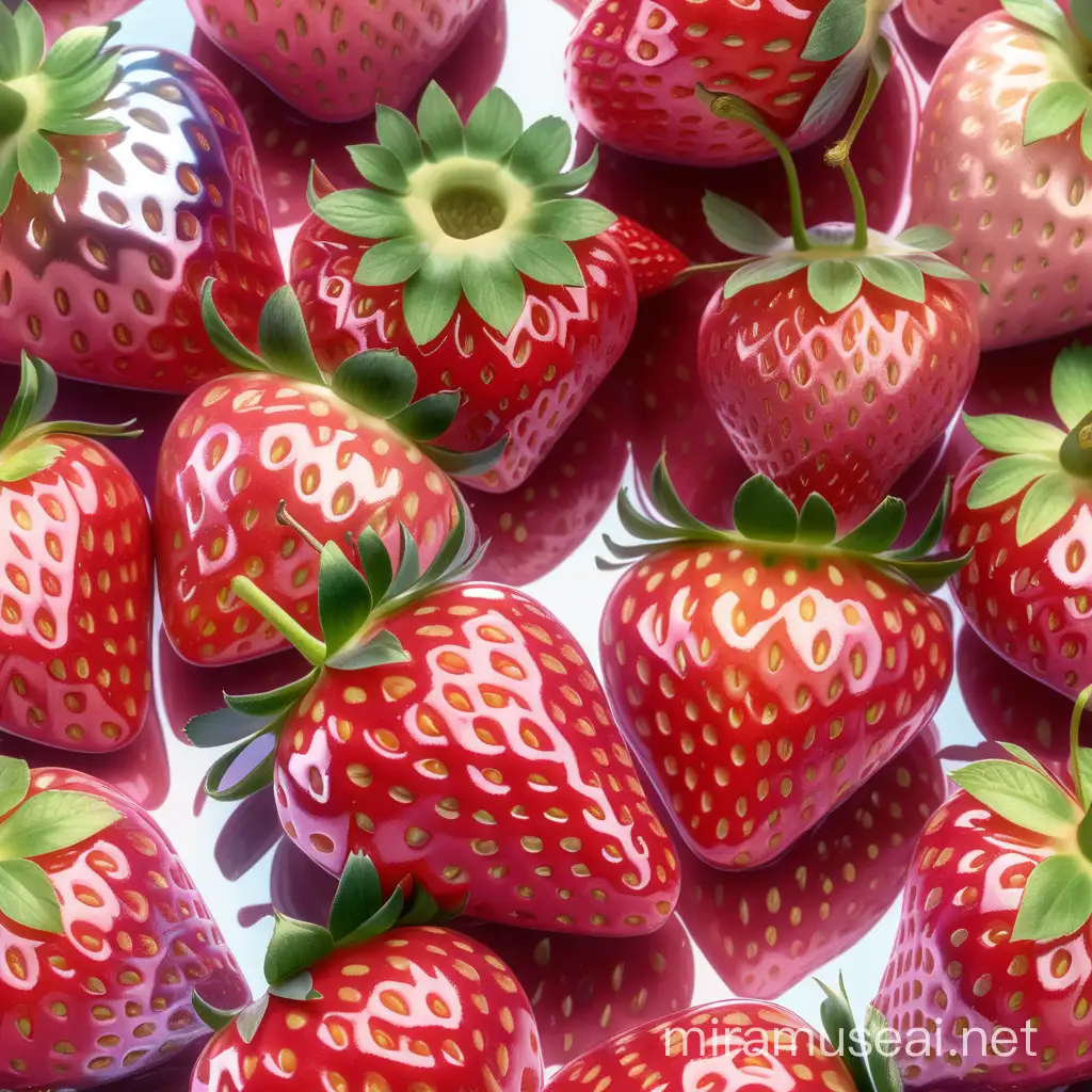 Produce a picture of glossy shiny iridescent strawberry 