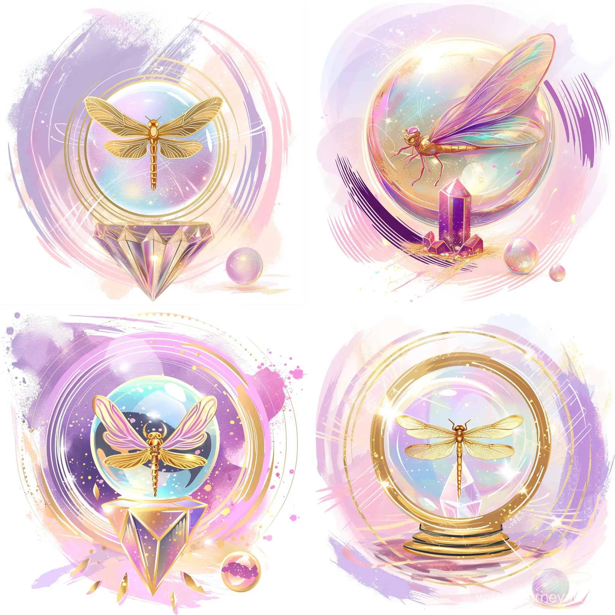 Enchanting-Crystal-Ball-with-Golden-Dragonfly-in-Lilac-and-Pink-Background