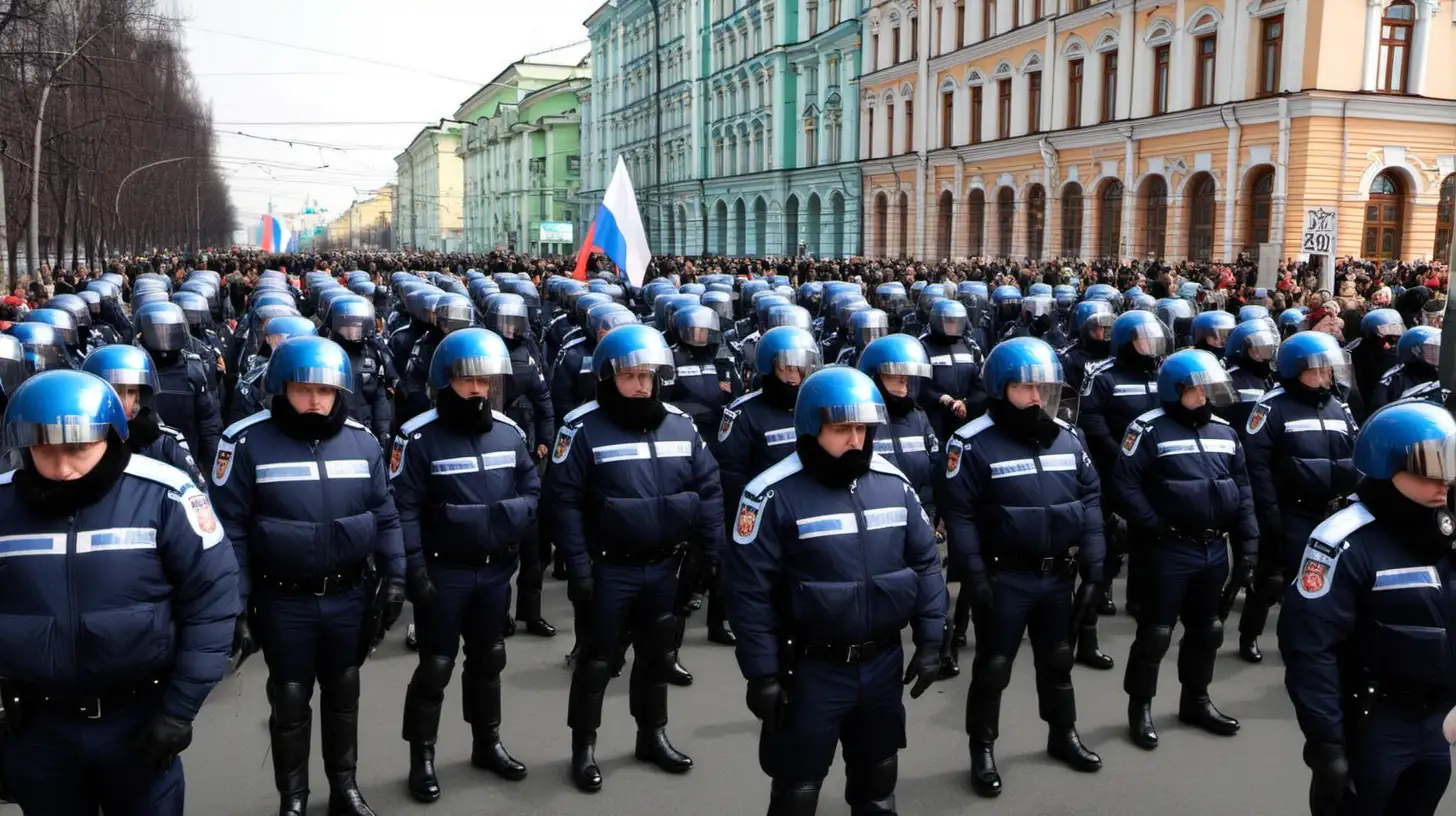 Massive Police Presence at Russian Protest Rally