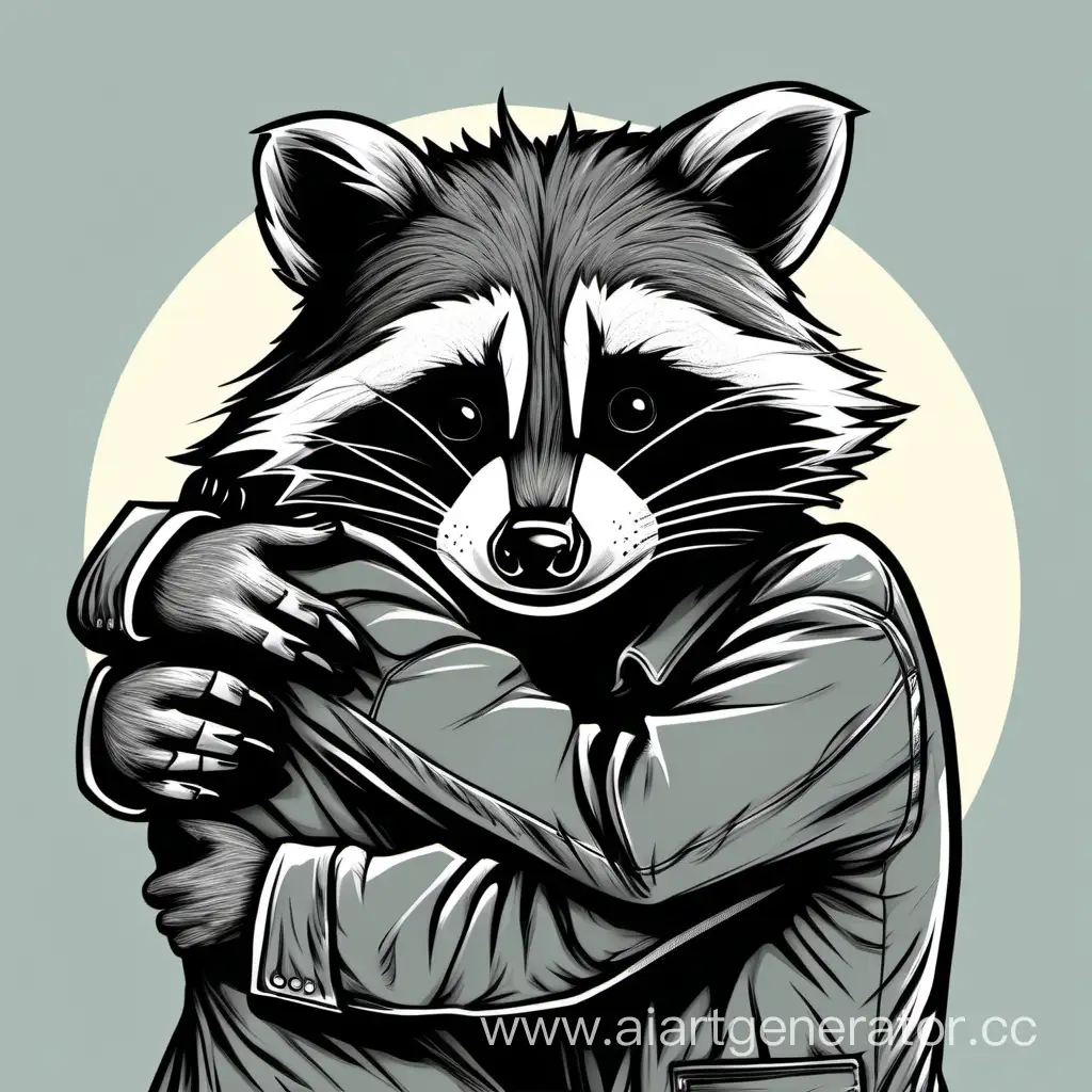Affectionate-Raccoon-Embracing-Humans