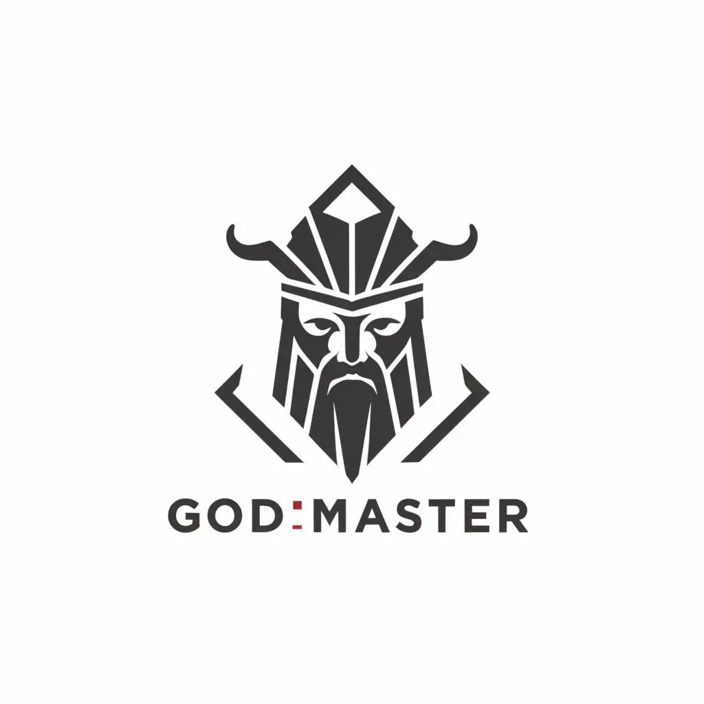 a logo design,with the text "godmaster", main symbol:greek god,Minimalistic,clear background