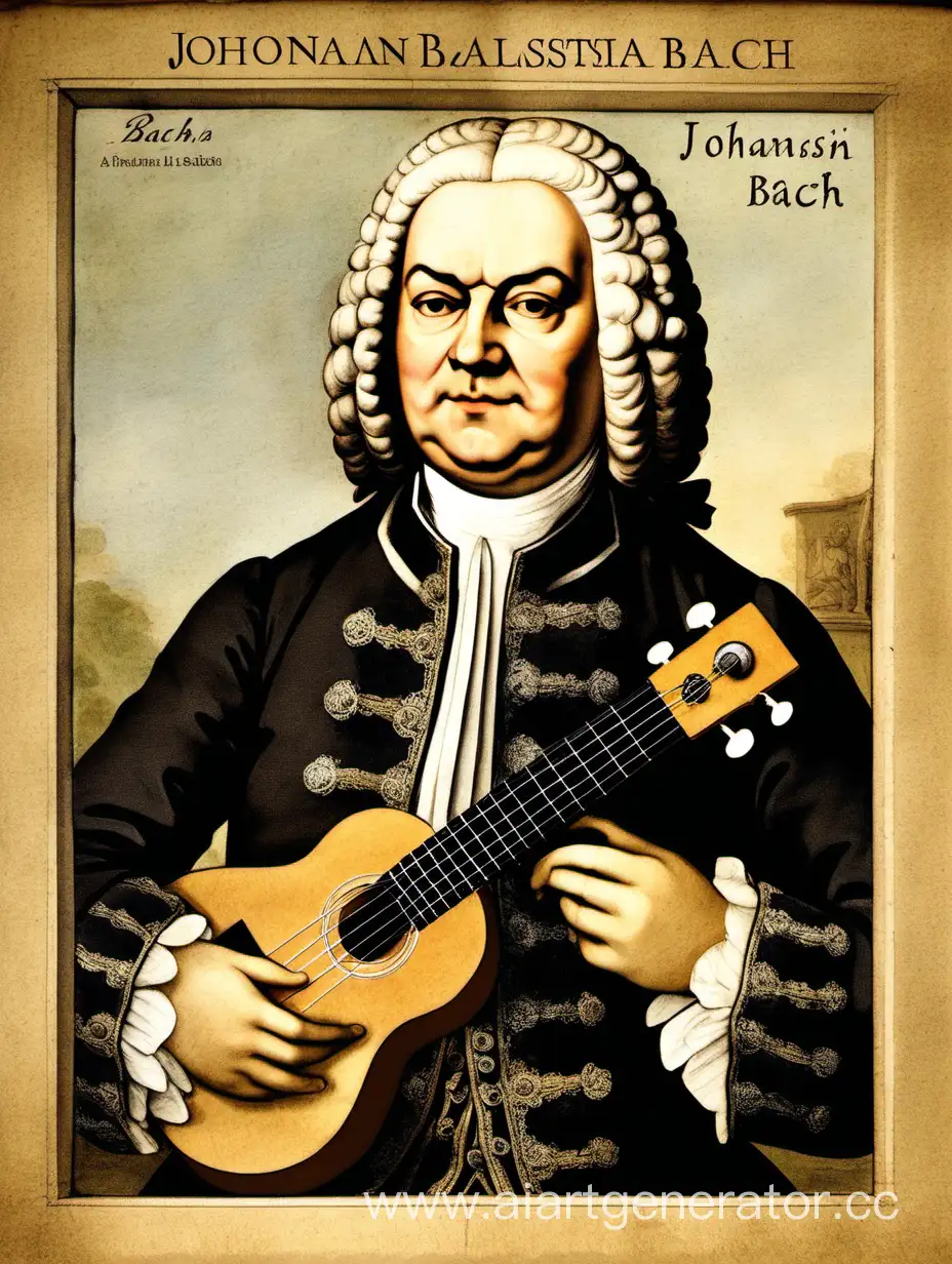Johann-Sebastian-Bach-Playing-Ukulele-with-Musical-Elegance