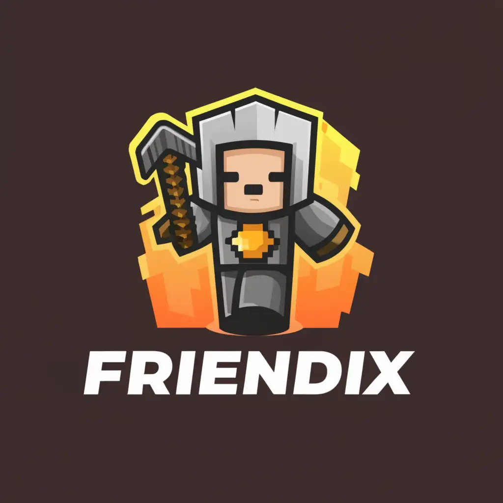 a logo design,with the text "FRIENDIX", main symbol:Minecraft,Moderate,be used in Entertainment industry,clear background