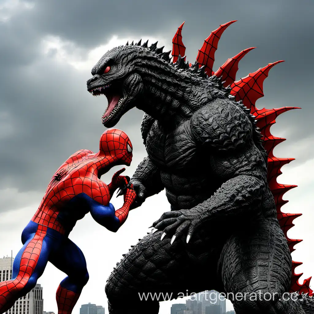 Monstrous-Encounter-Godzilla-Devours-SpiderMan-in-Epic-Battle