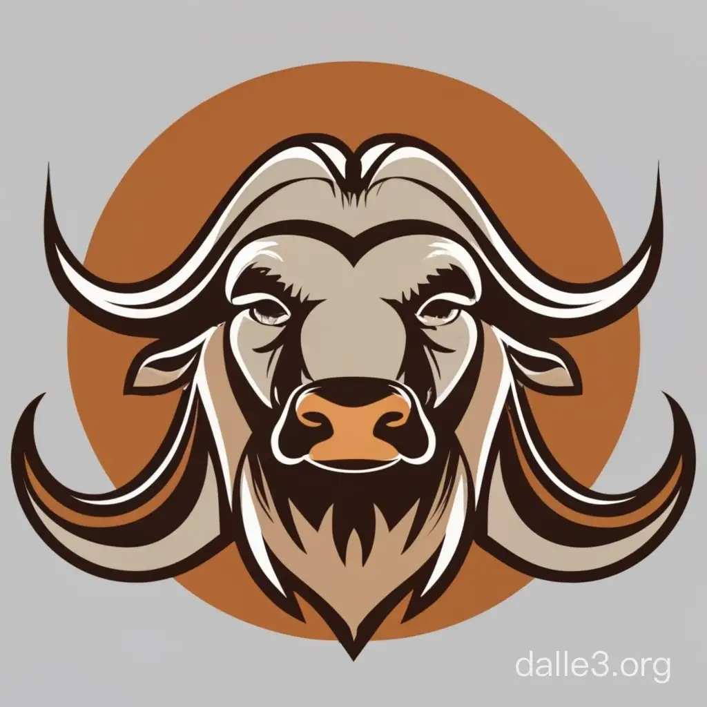 A buffalo with thick beard, modern, stylized, logo symbol, iconic, brown