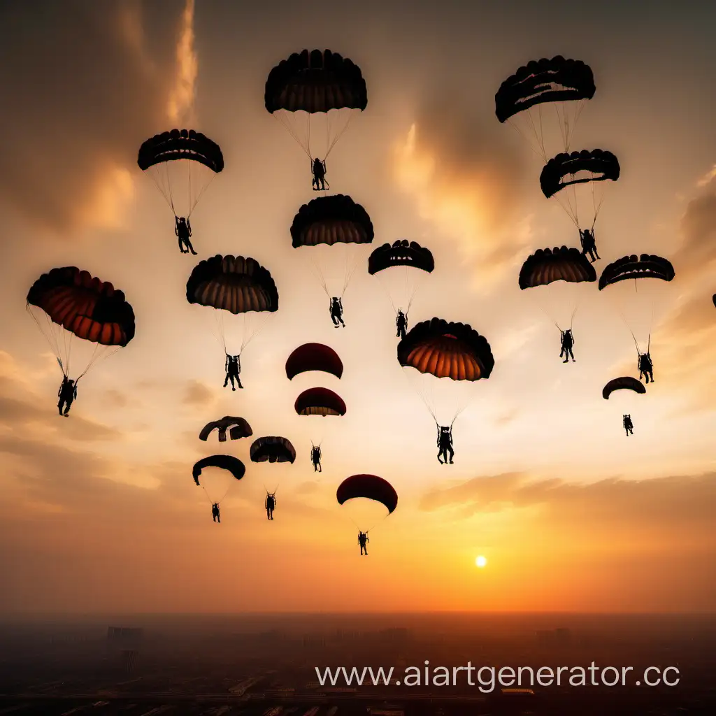 Parachutes-Descending-in-the-Glowing-Sunset-Sky