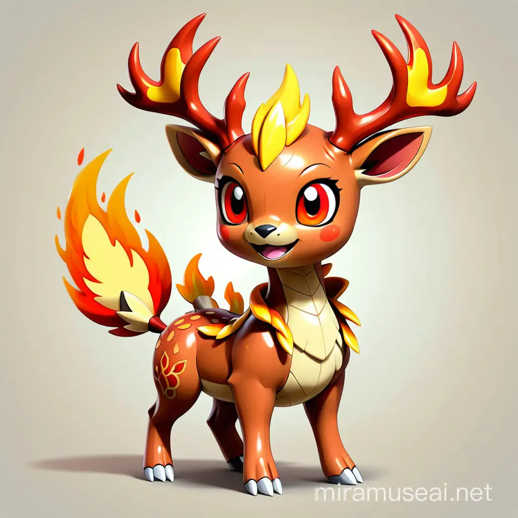 pokemon, simple, cute, deer, fire and dragon type
