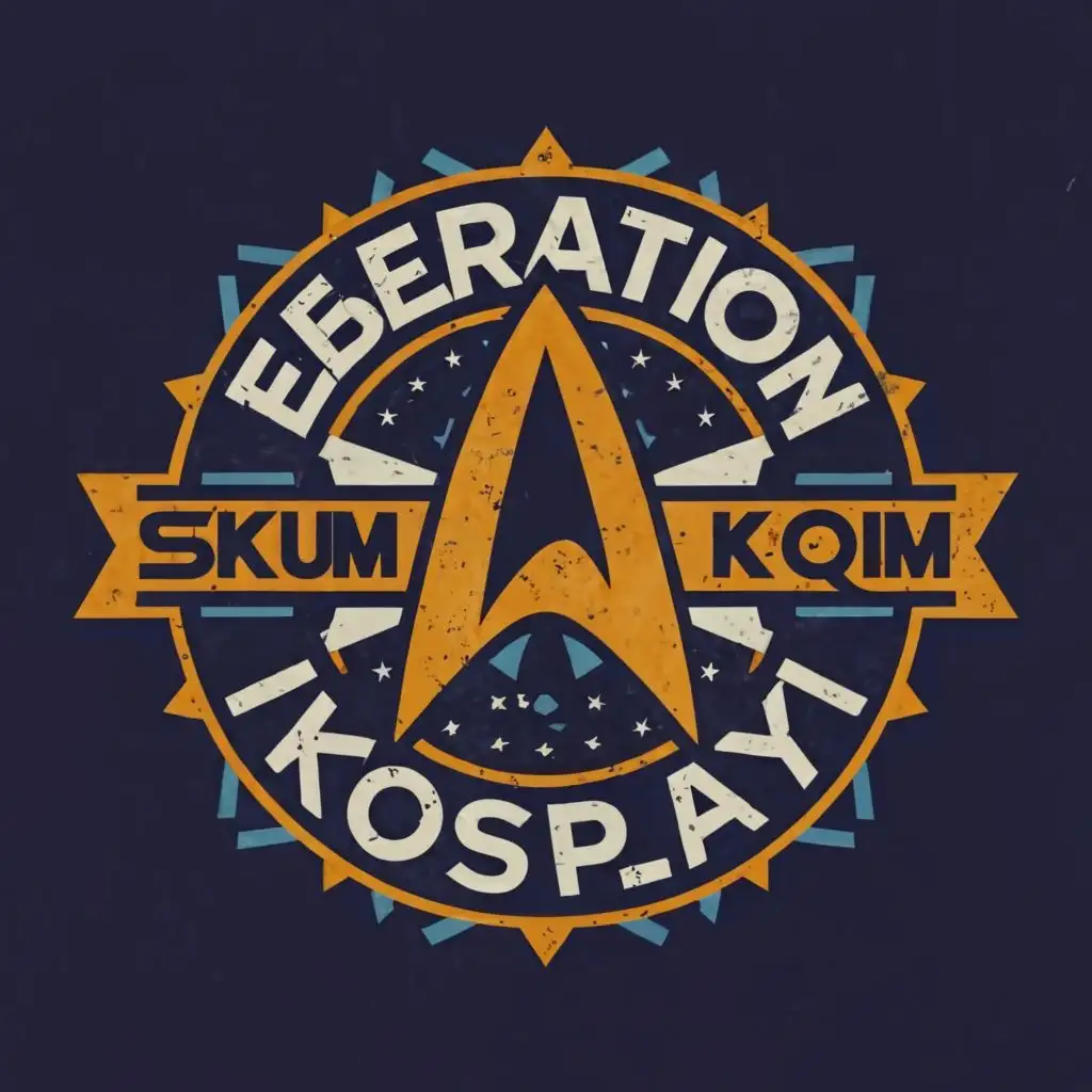 a logo design,with the text "Federation Skum Kosplay", main symbol:Star Trek insignia, nice border, costumes, cosplay, fun, Science Fiction, Horror, Jason Voorhees, Casey Jones, Zorro,complex,be used in Entertainment industry,clear background