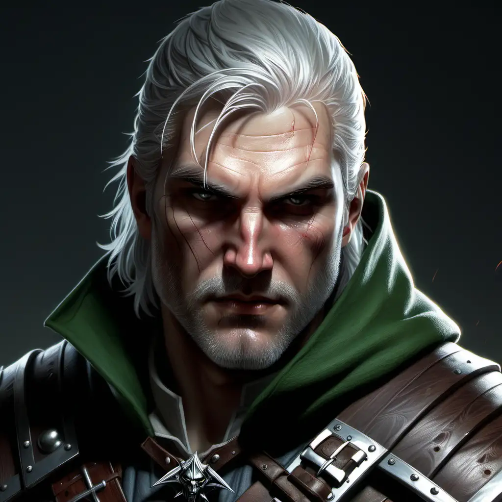 Medieval Rogue Geralt in Detailed Armor Fantasy Character Art