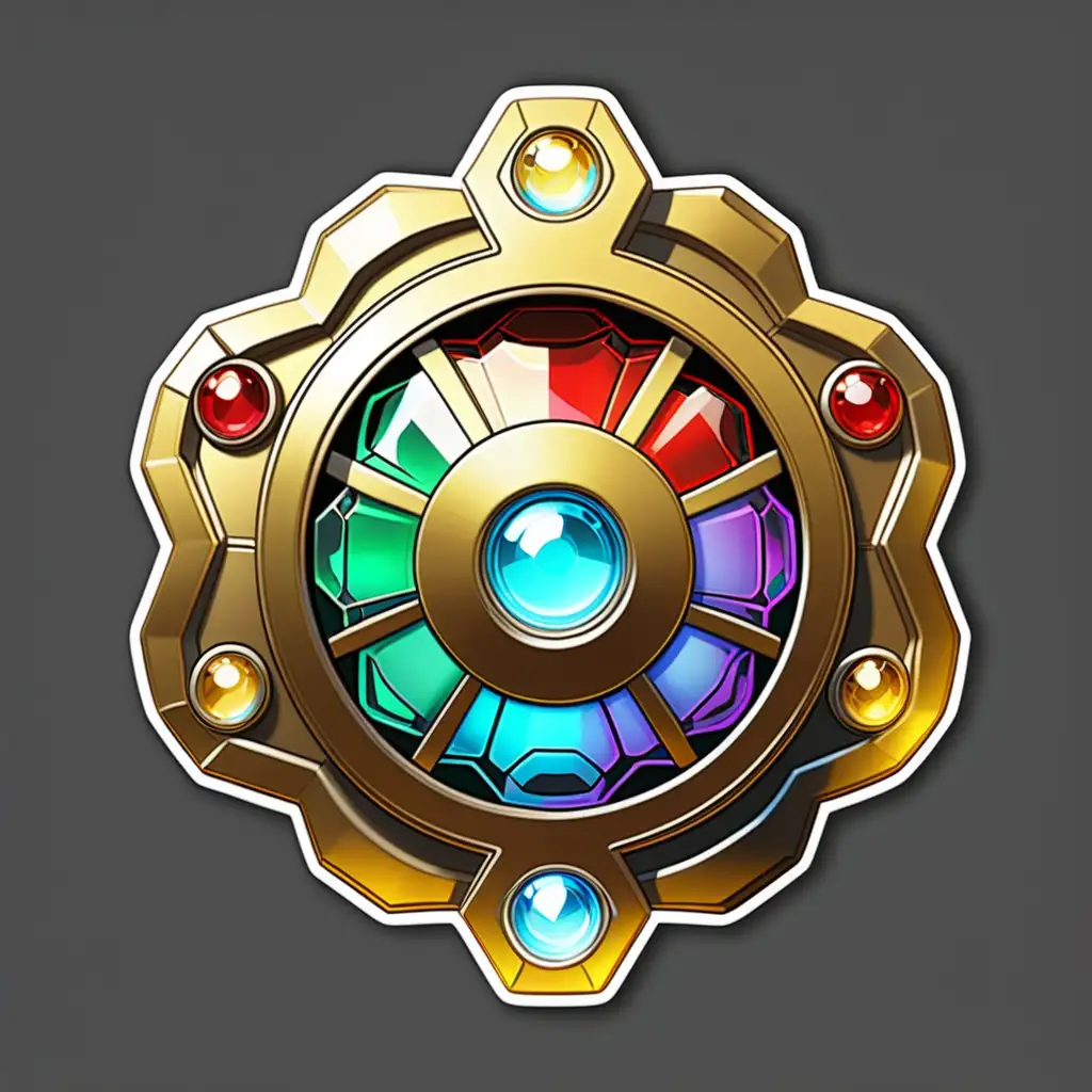 Shiny Marvel Gold Infinity Stone Sticker on Clear Background