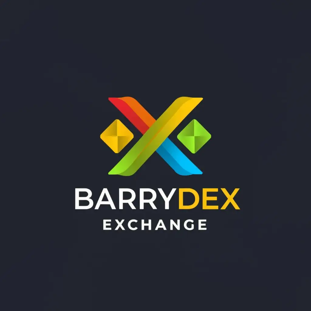 a logo design,with the text "BARRYDEX", main symbol:BARRYDEX EXCHANGE Simetrics logo Colours green Yellow And orange Background Yellow And Black colors fusion,complex,be used in Finance industry,clear background