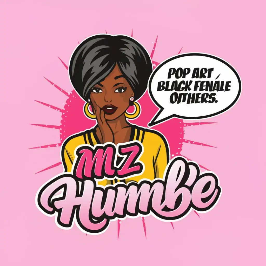 a logo design,with the text "Mz Humble 1", main symbol:"""
pop art, shy black female, helping others

""",Moderate,be used in Entertainment industry,clear background