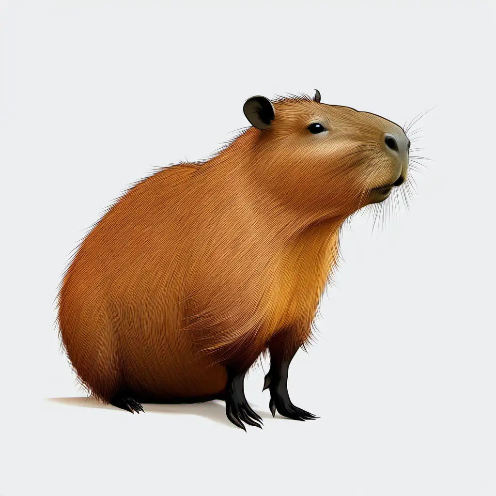 Cute Capybara on White Background