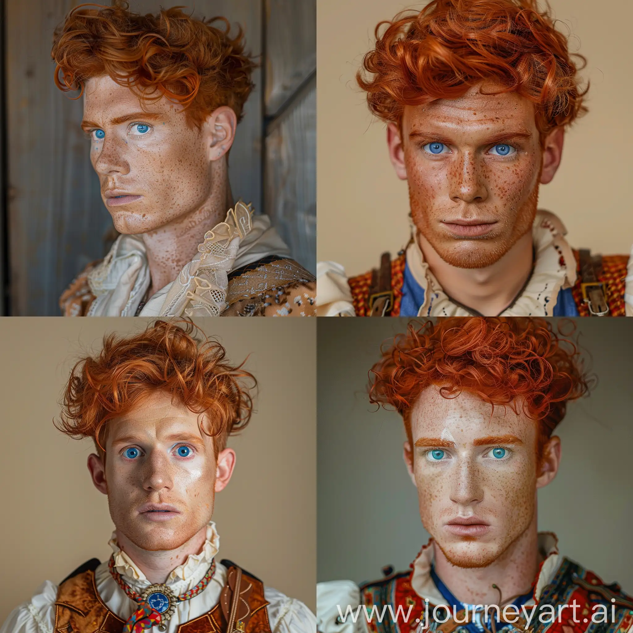 Bavarian-Man-in-Latex-Traditional-Costume-with-Striking-RustRed-Hair-and-Blue-Eyes