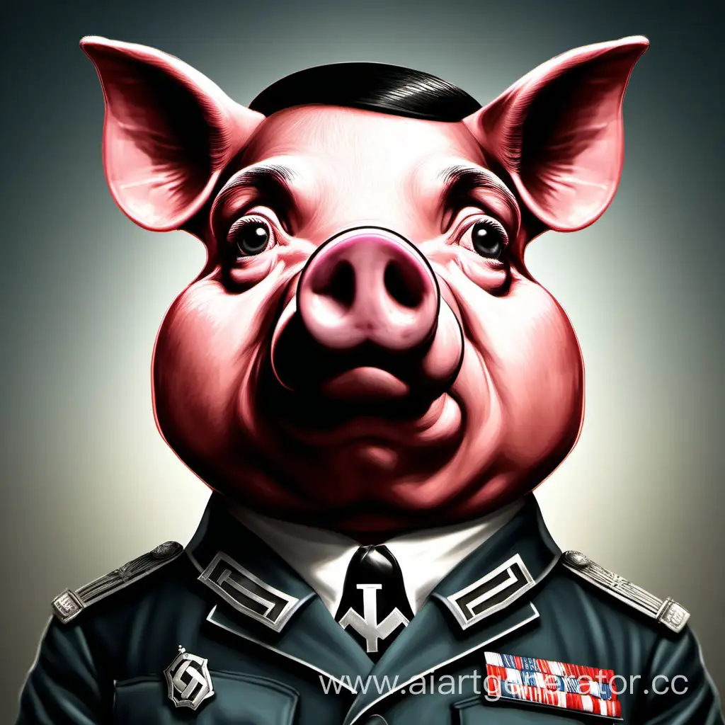 Satirical-Portrayal-Swine-Dressed-as-Hitler