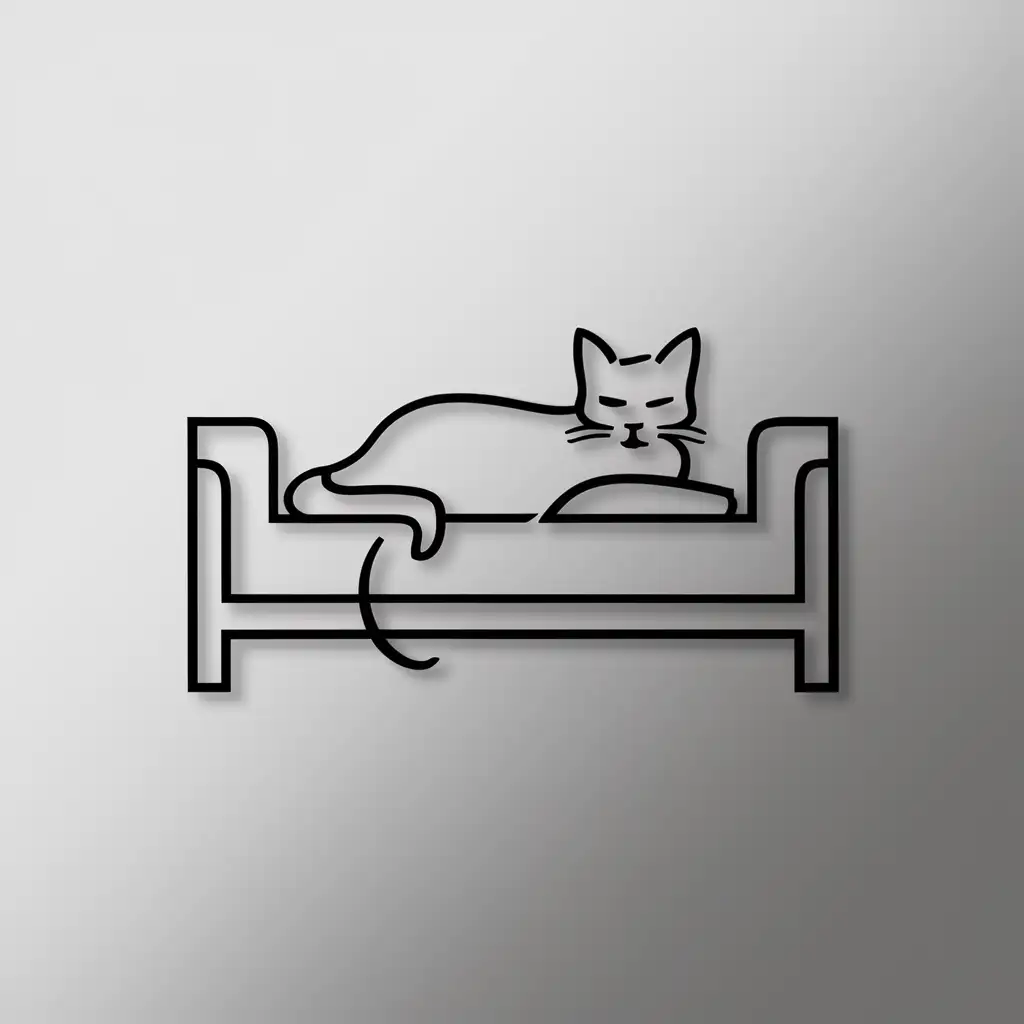 minimalist logo on a white background, black and white, cat lying on the couch, vector graphics, minimalism