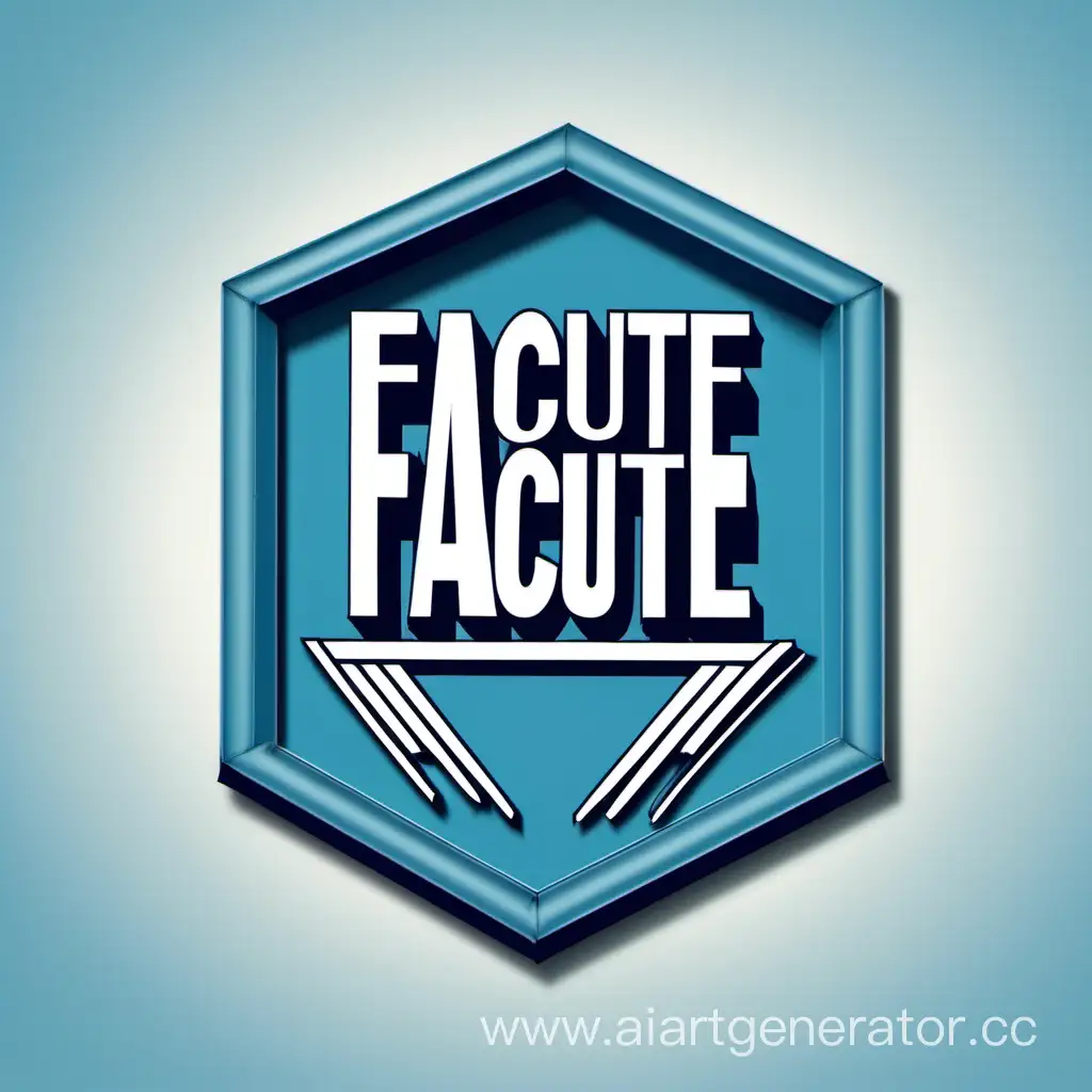 Логотип с синей рамкой, название Facute