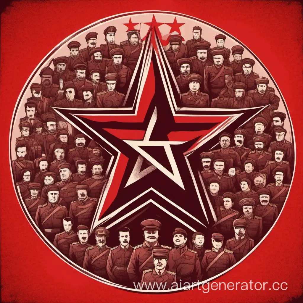 тоталетарный режим в красных цветах нарисованное в центре