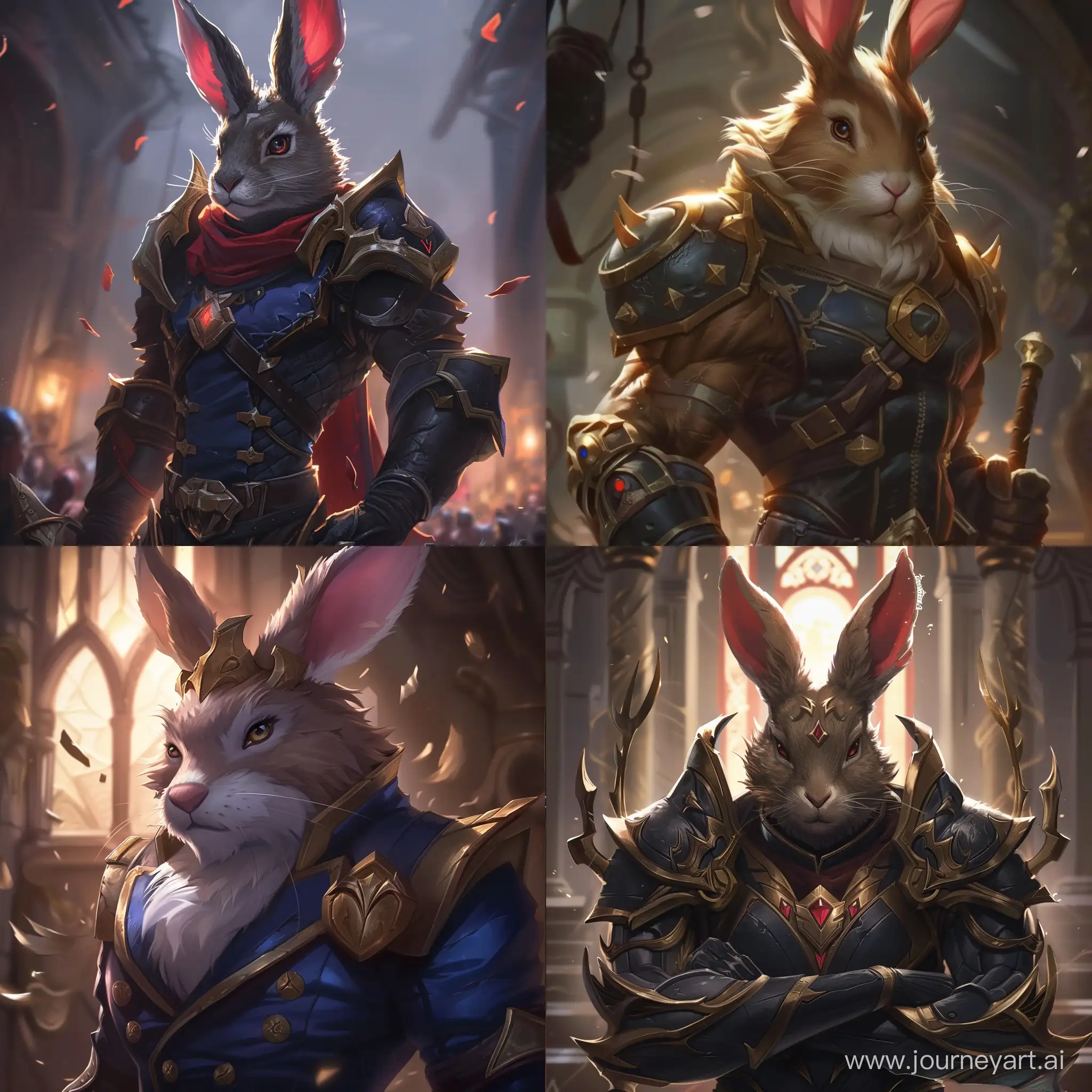 Garen from league of Legends but he has a rabbit's head