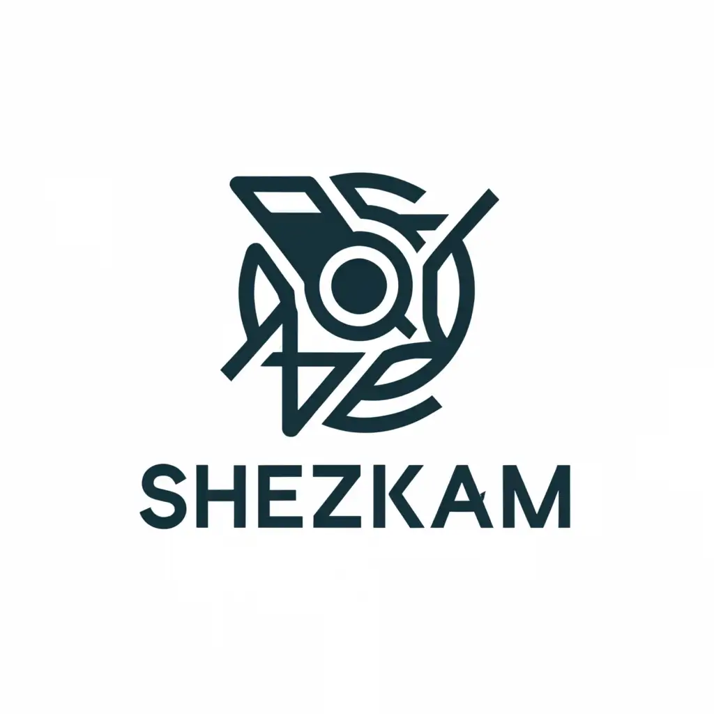 a logo design,with the text "ShezKam", main symbol:Camera lens,Moderate,clear background