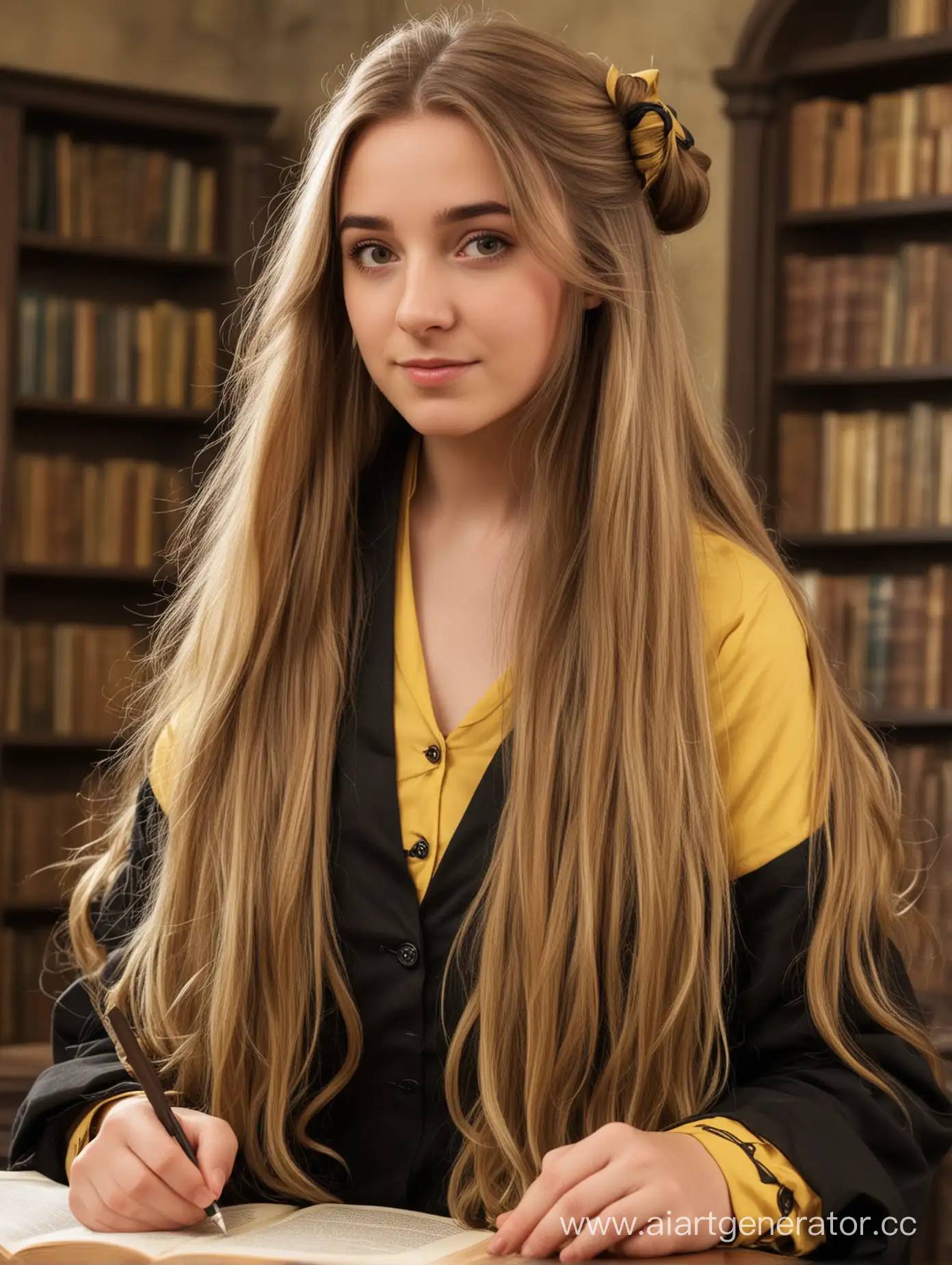 Hufflepuff-Girl-with-Flowing-Hair-Enthusiastic-Learner-in-Hogwarts-House