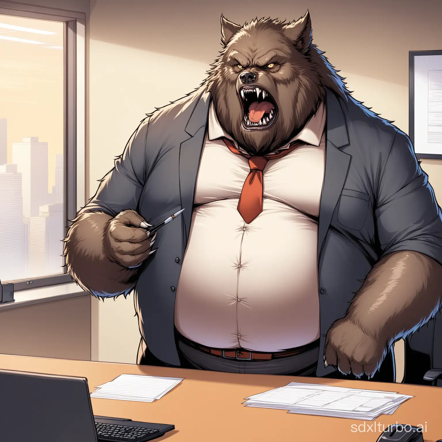 Fat werewolf office worker