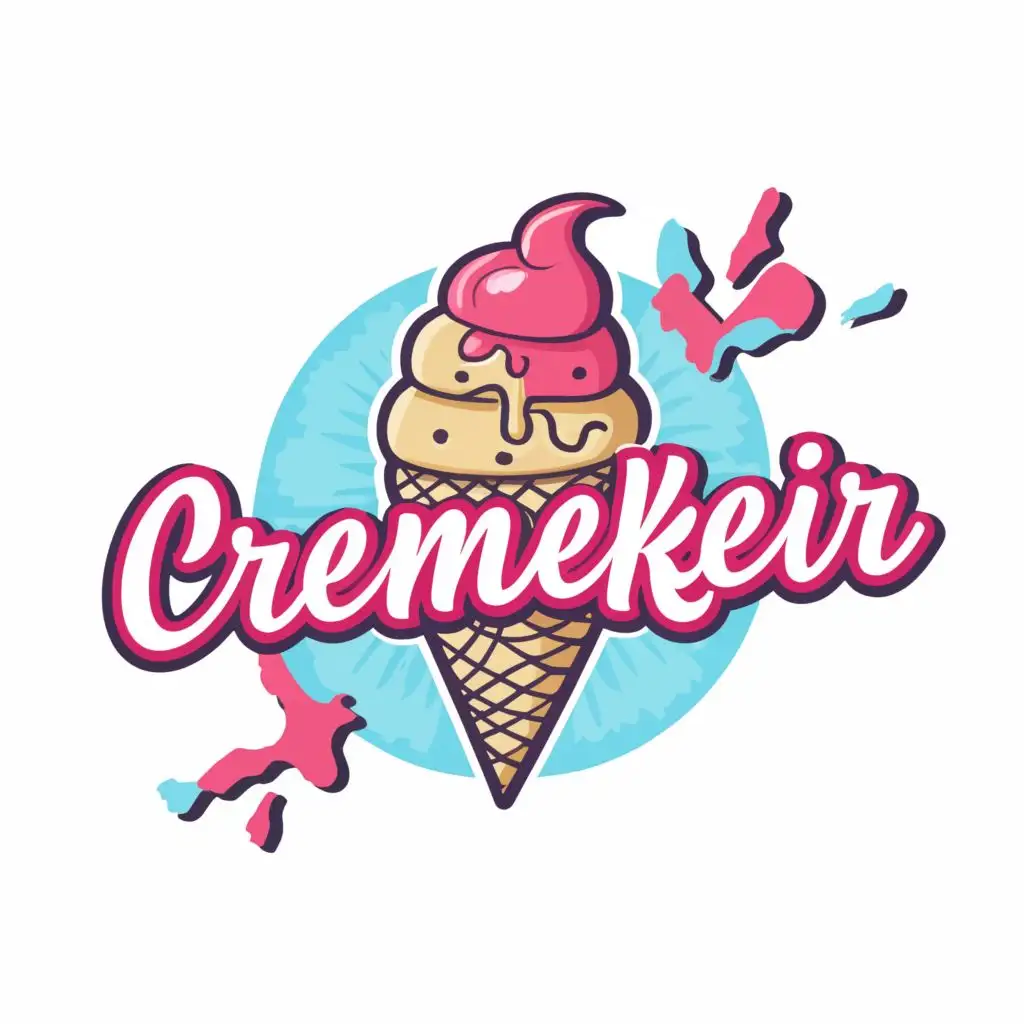 LOGO-Design-for-Crmekeir-Playful-Ice-Cream-Delight-in-Pink-Blue-and-Yellow