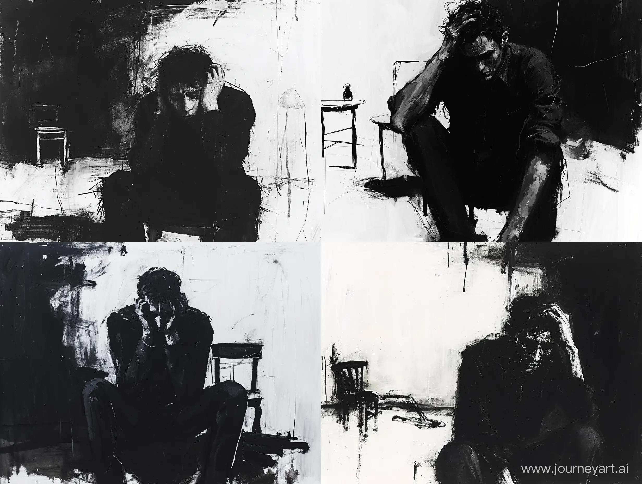 Solitude-and-Despair-Minimalist-Black-and-White-Portrait