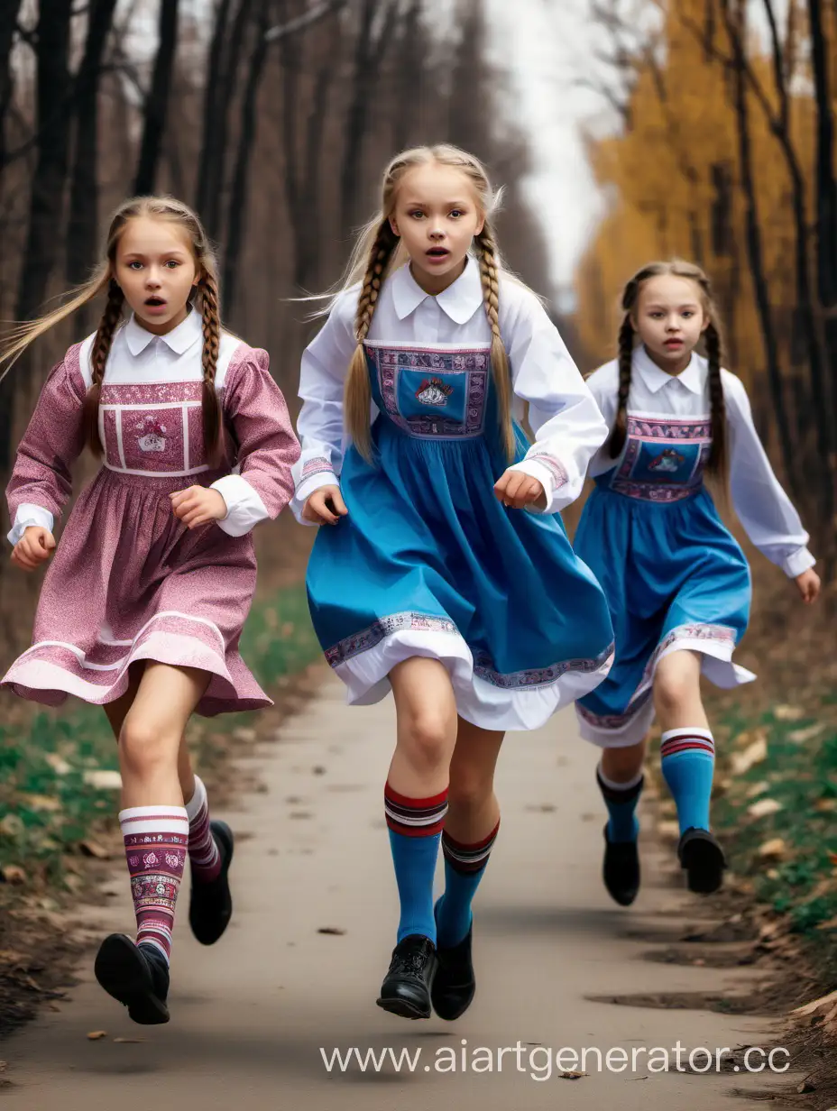 Playful-Girls-in-Russian-MiniDresses-Evade-a-Friendly-Dog