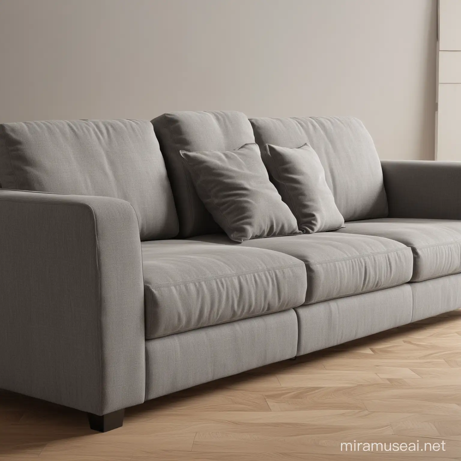 Futuristic Anthracite PShaped Sofa with Minimalist Aesthetic and Mechanical Arm Detail
