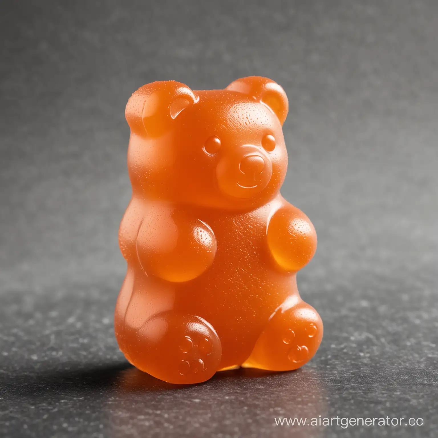 an orange gummy bear side view